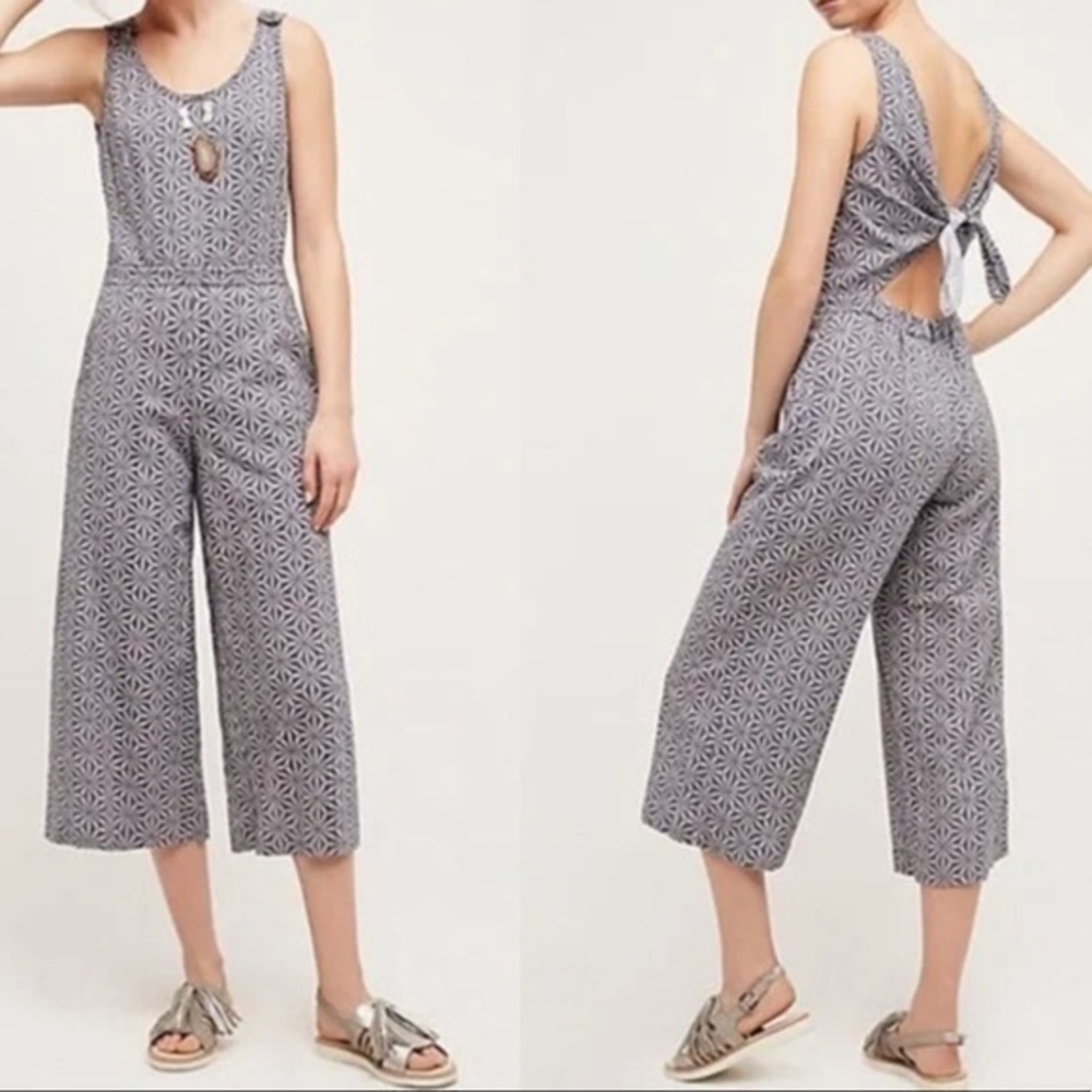 NWT Anthropologie Elevenses Windward Jumpsuit Size XS 
Color blue/white